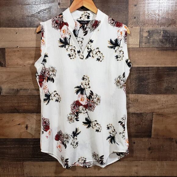 Amaryllis v-neck large floral print sleeveless blouse woman's size medium - Picture 9 of 9